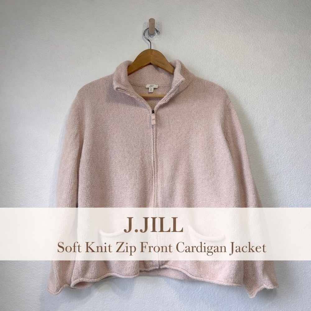 J.Jill Soft Knit Zip Front Cardigan Jacket Blush Pink Size XL - Picture 1 of 5